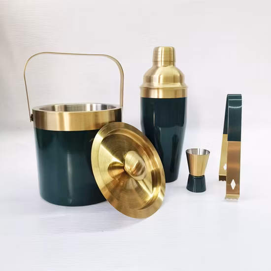 Kit de barman en acier inoxydable, ensemble d'outils de Bar de couleur verte, ensemble de shaker à Cocktail